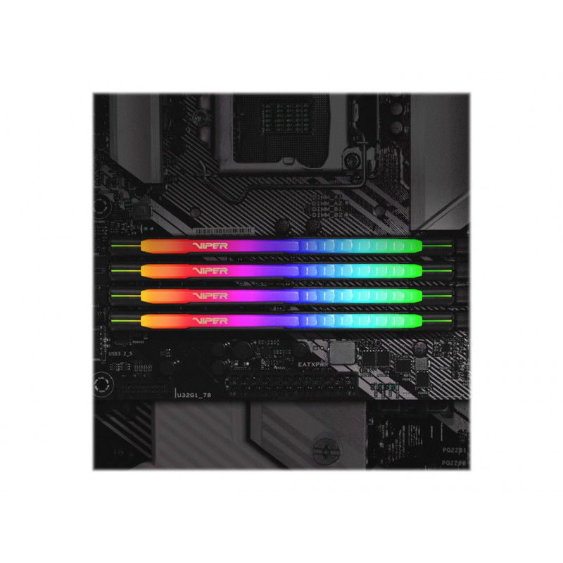 Patriot Extreme Performance Viper Steel RGB DDR4 DIMM 16 GB, DDR4-3200, melna