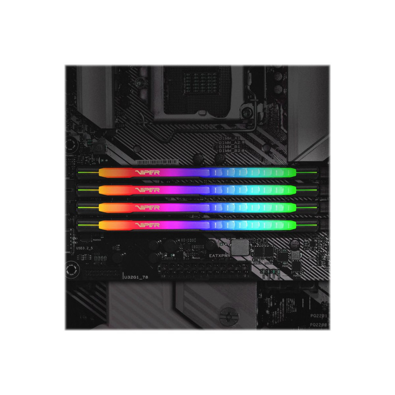 Patriot Extreme Performance Viper Steel RGB DDR4 DIMM 16 GB, DDR4-3200, melna