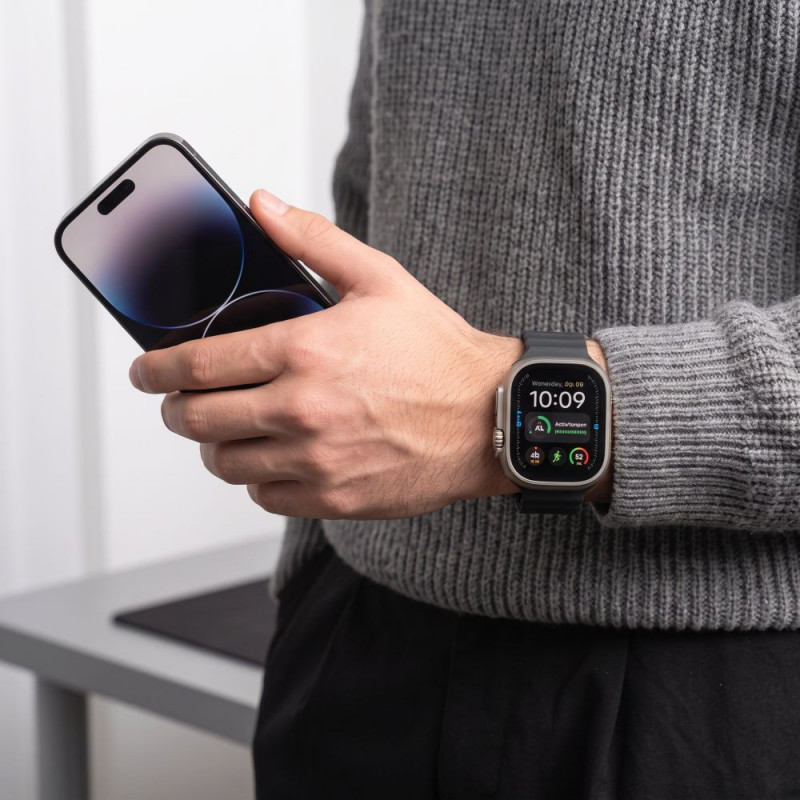Tech-Protect Silicone Line Apple Watch 8 / 9 / 10 / 11 / 12 / SE / Ultra 44/45/46/49 mm siksniņa, melna
