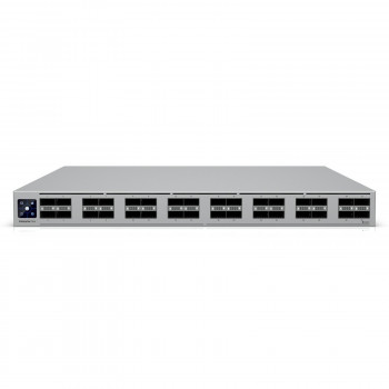 Ubiquiti UniFi Switch 32x QSFP28 100 Gbit, pārvaldāms, 19" stiprināms statnē, 1,3" skārienekrāns
