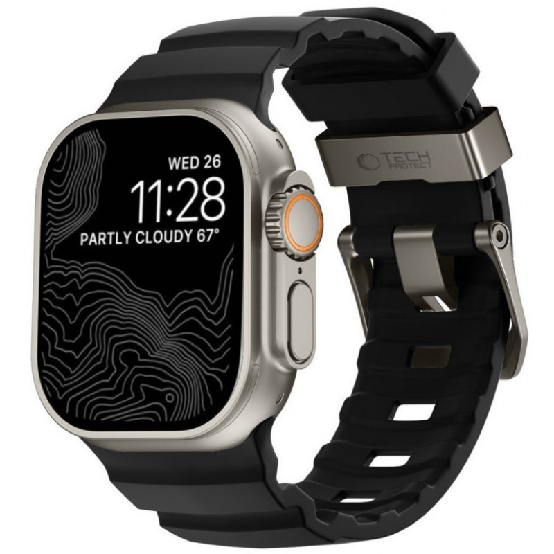 Tech-Protect Motion Apple Watch 8 / 9 / 10 / 11 / 12 / SE / Ultra 44/45/46/49 mm siksniņa, melna