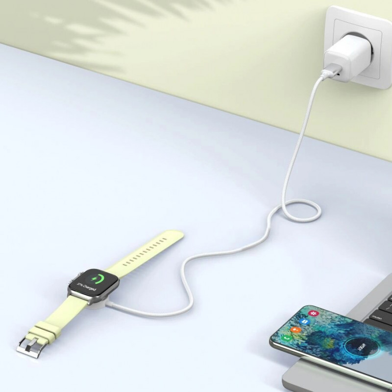 Tech-Protect MC02 UltraBoost magnētiskais lādētājs USB-A kabelis 100 cm Apple Watch, balts