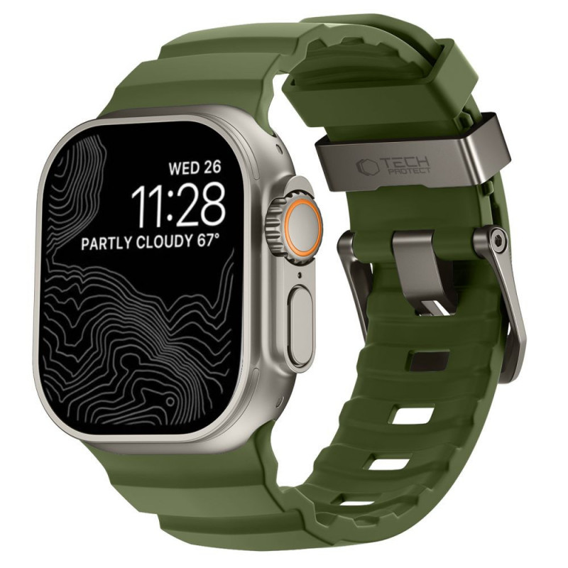 Tech-Protect Motion Apple Watch 8 / 9 / 10 / 11 / 12 / SE / Ultra 44/45/46/49 mm siksniņa, Tactical Green