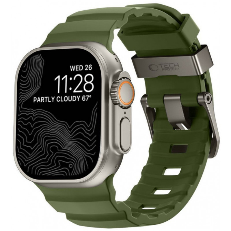 Tech-Protect Motion Apple Watch 8 / 9 / 10 / 11 / 12 / SE / Ultra 44/45/46/49 mm siksniņa, Tactical Green