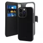 Puro Wallet Detachable MagSafe 2in1 PU ādas futrālis ar atloku un maku iPhone 14 Pro Max, melns