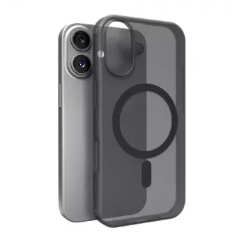 Puro Daylight MagSafe saderīgs silikona futrālis iPhone 17, caurspīdīgi melns