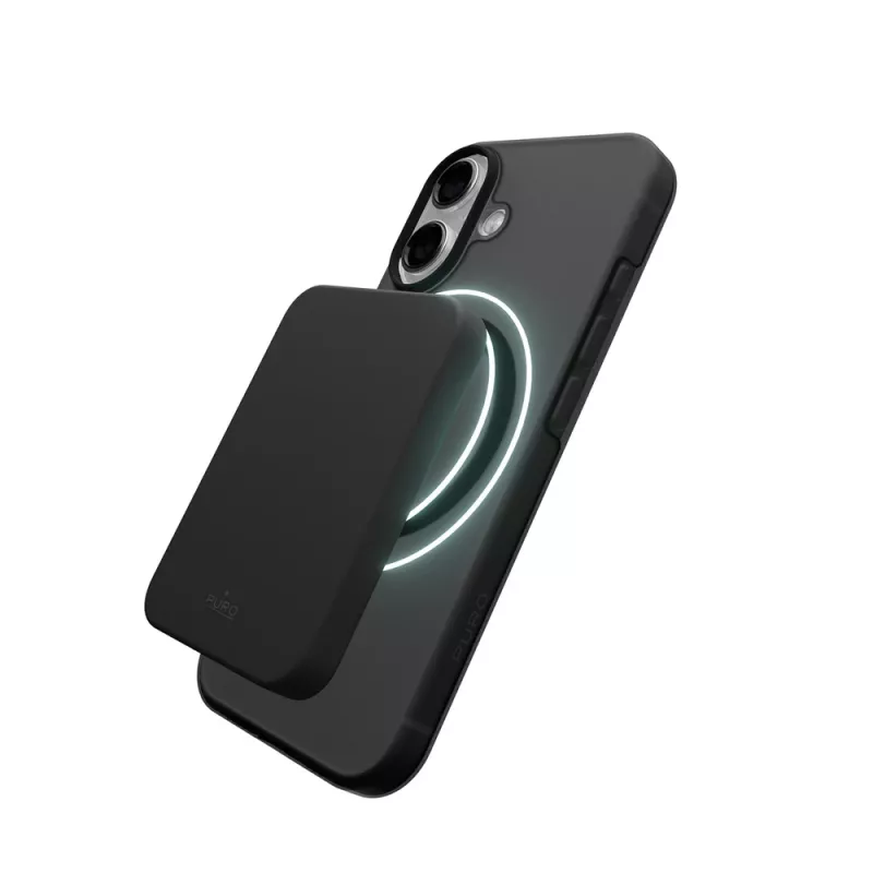 Puro Daylight MagSafe saderīgs silikona futrālis iPhone 17, caurspīdīgi melns