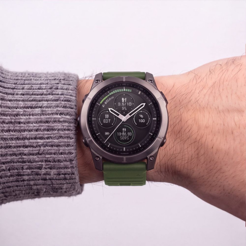 Tech-Protect silikona pulksteņa siksniņa Garmin Fenix 5 / 6 / 6 Pro / 7 / 8 / 8 Pro / E / 9 / 9 Pro 47 mm, Military Green