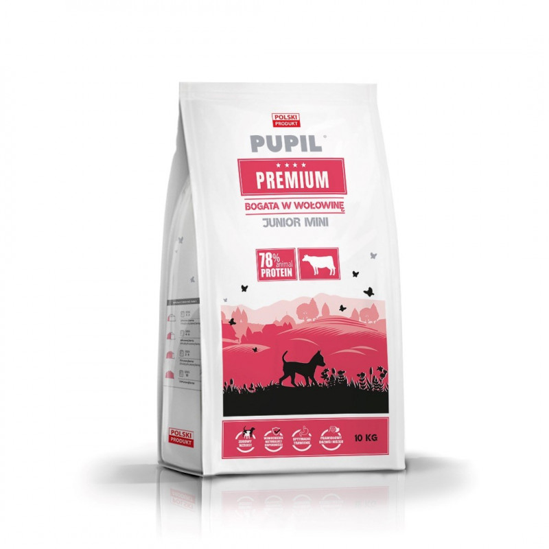 PUPIL Premium Junior Mini bagāta ar liellopu gaļu sausā suņu barība, 10 kg