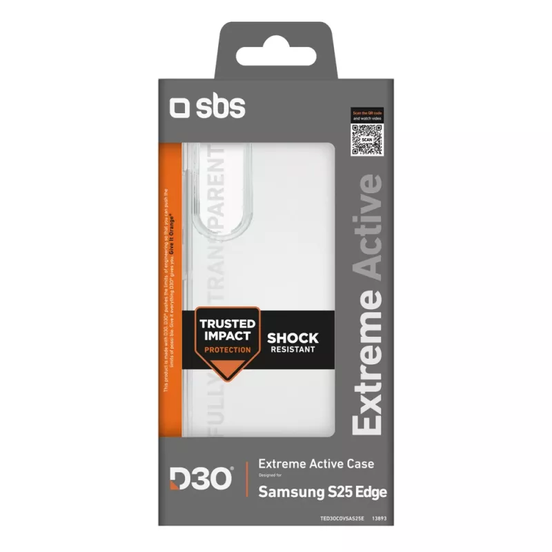 SBS D3O vāciņš Samsung Galaxy S25 Edge, caurspīdīgs