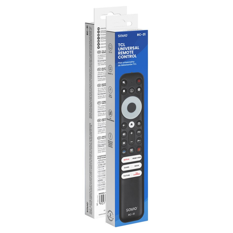 Savio RC-31 universālais/aizvietojošais tālvadības pults TCL TV – SMART TV