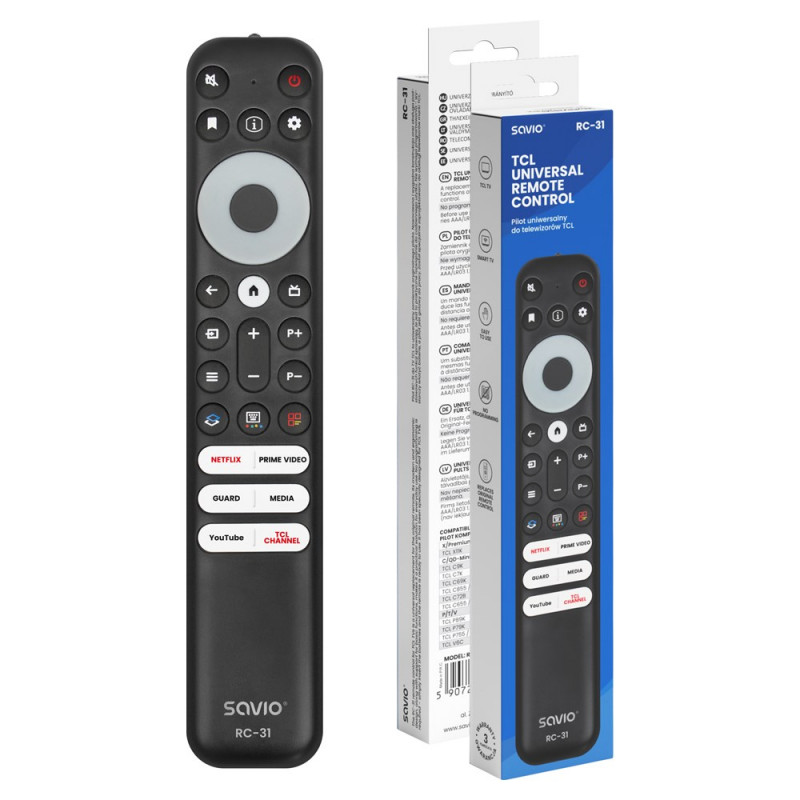 Savio RC-31 universālais/aizvietojošais tālvadības pults TCL TV – SMART TV