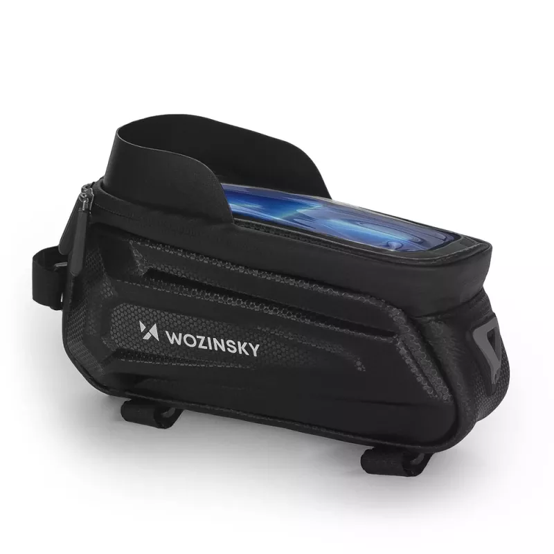 Wozinsky WBB28BK velosipēda rāmja soma ar tālruņa maciņu, 1,7 L, melna