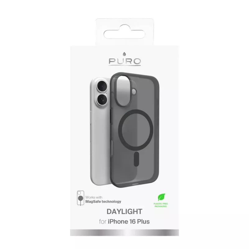 Puro Daylight MagSafe silikona futrālis iPhone 16 Plus, melns