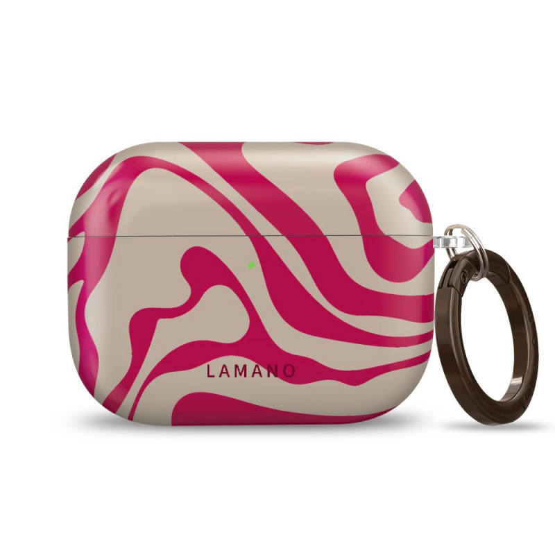 Tech-Protect Lamano apvalks Apple AirPods Pro 3 ar karabīni, Flamingo Bloom (rozā un bēšs)