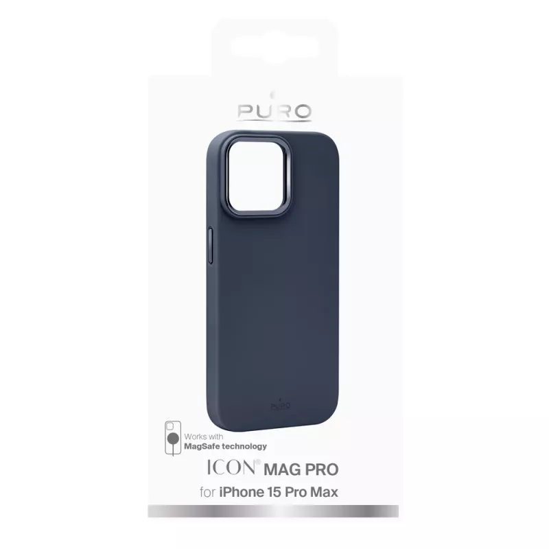 Puro Icon Mag Pro MagSafe silikona apvalks Apple iPhone 15 Pro Max, tumši zils
