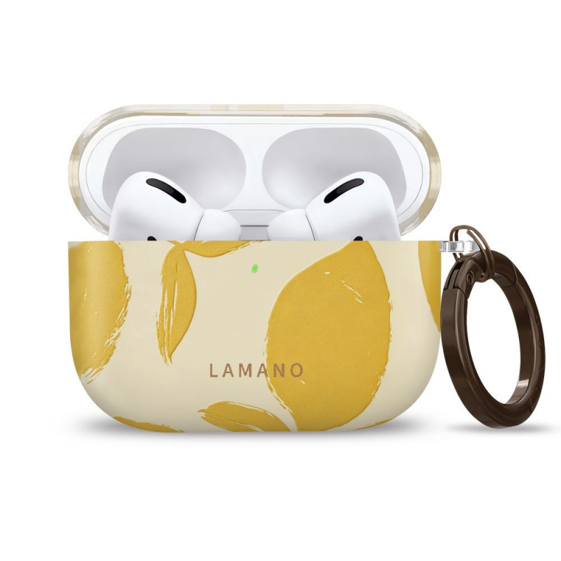 Tech-Protect Lamano maciņš Apple AirPods Pro 3 ar karabīni, Lemon Haze (dzeltens un balts)