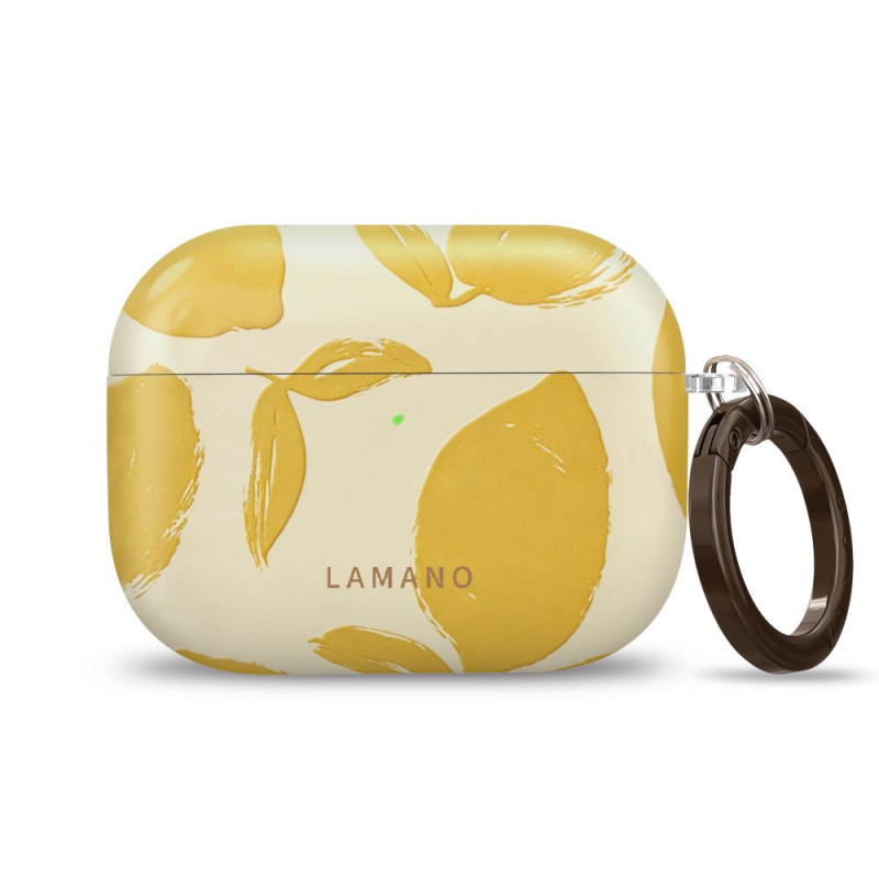 Tech-Protect Lamano maciņš Apple AirPods Pro 3 ar karabīni, Lemon Haze (dzeltens un balts)