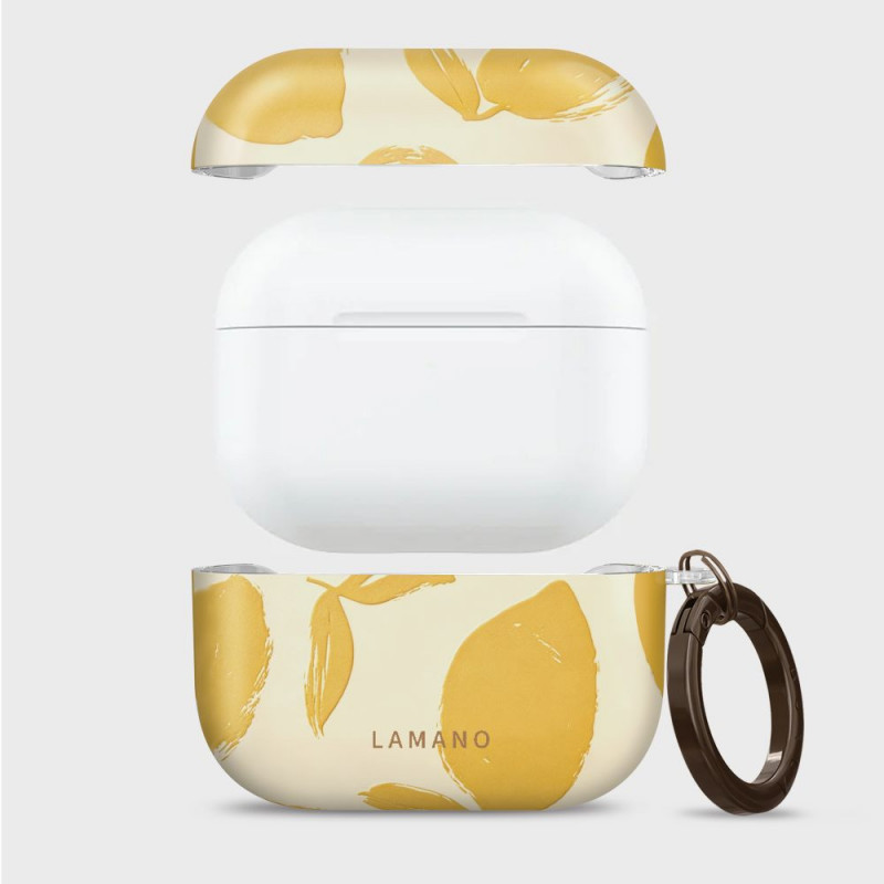 Tech-Protect Lamano maciņš Apple AirPods Pro 3 ar karabīni, Lemon Haze (dzeltens un balts)