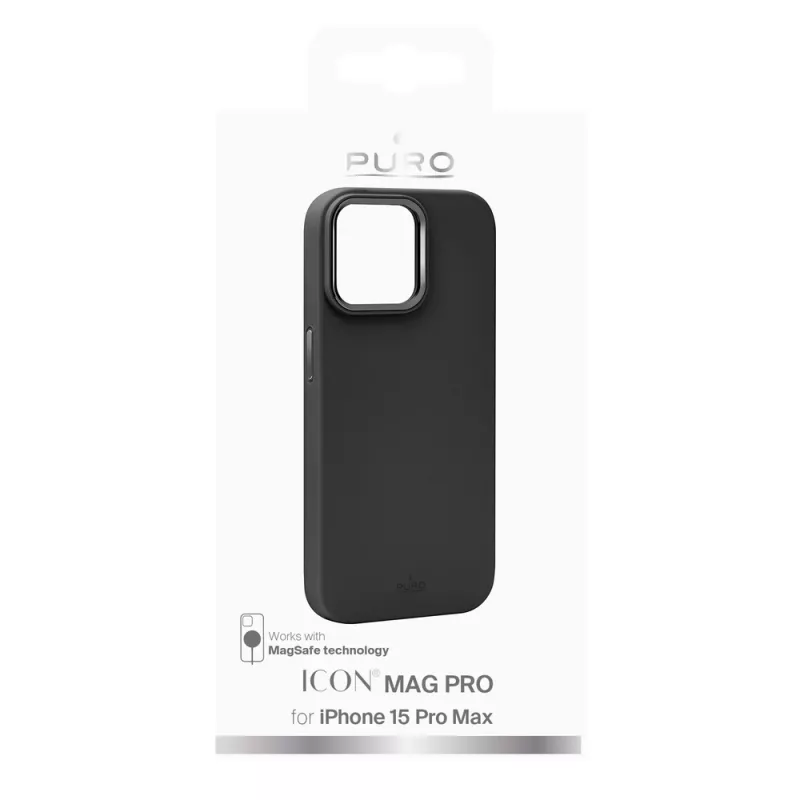 Puro Icon Mag Pro MagSafe silikona vāciņš Apple iPhone 15 Pro Max, melns