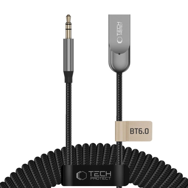 Tech-Protect Ultraboost AU04 Bluetooth 6.0 audio adapteris ar AUX 3,5 mm, pelēks