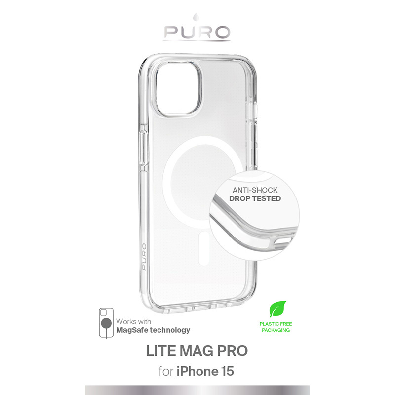 Puro LITEMAG PRO MagSafe vāciņš Apple iPhone 15, caurspīdīgs