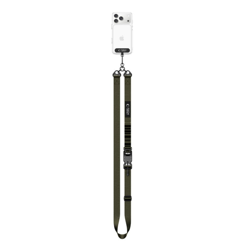 Tech-Protect C9S Rope Crossbody telefona siksna pāri plecam, neilons, 91–140 cm, Army Green