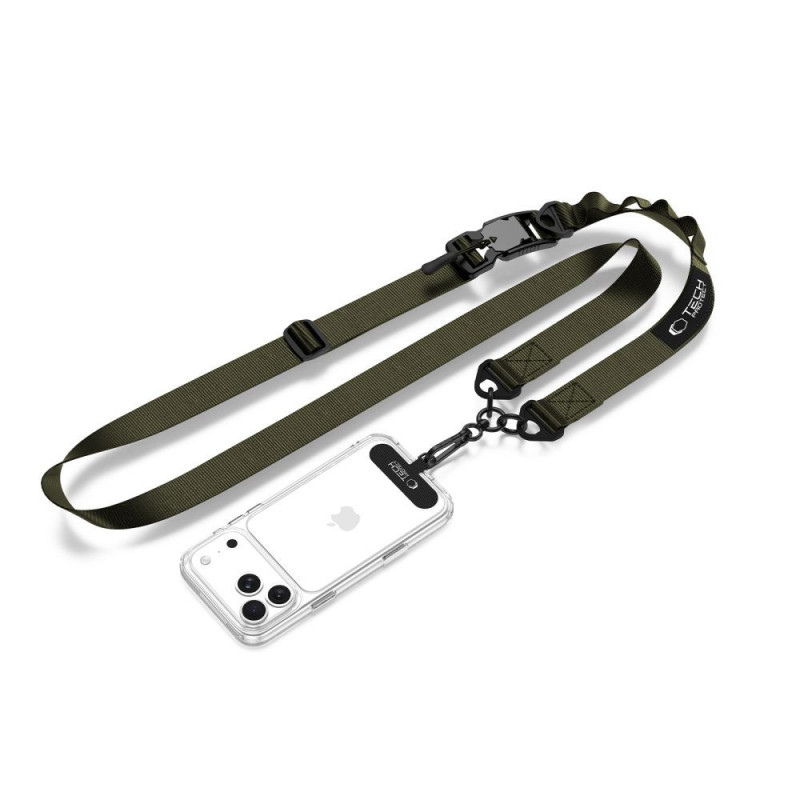 Tech-Protect C9S Rope Crossbody telefona siksna pāri plecam, neilons, 91–140 cm, Army Green