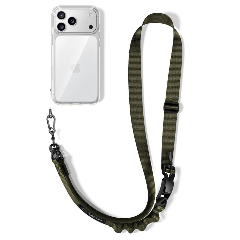 Tech-Protect C9S Rope Crossbody telefona siksna pāri plecam, neilons, 91–140 cm, Army Green