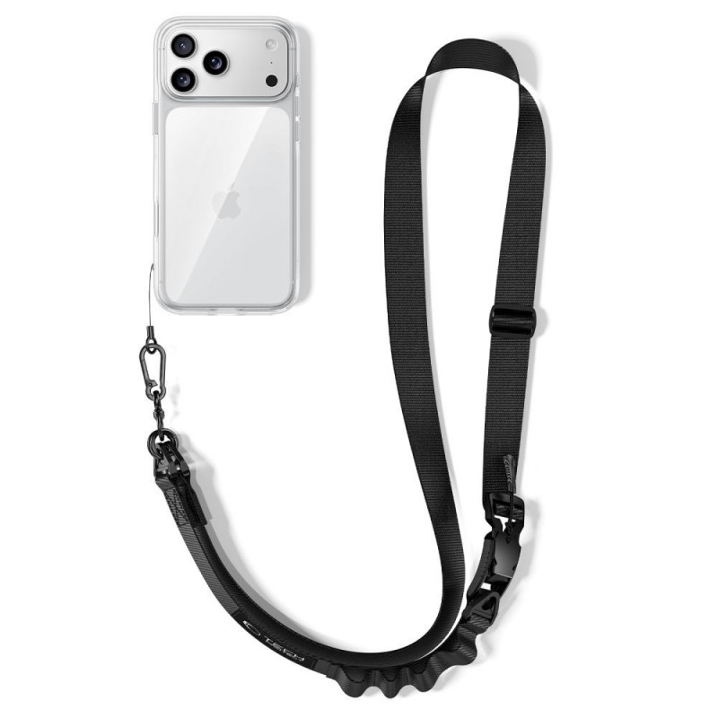 Tech-Protect C9S Rope Crossbody telefona siksna pāri plecam, melna