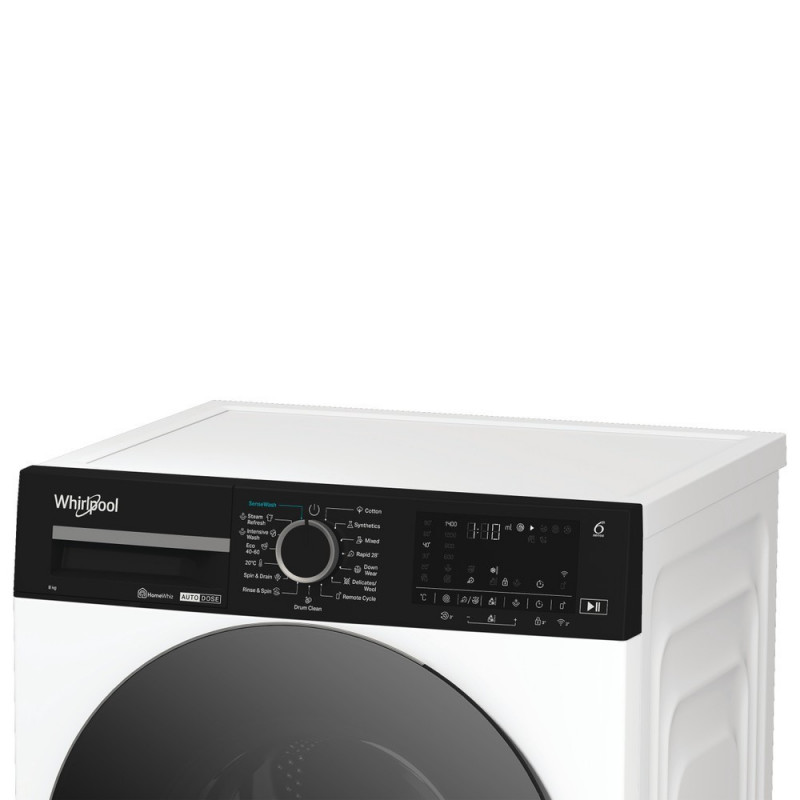Whirlpool WPM 87W ADS EE priekšējās ielādes veļas mašīna, 8 kg, 1400 RPM, balta