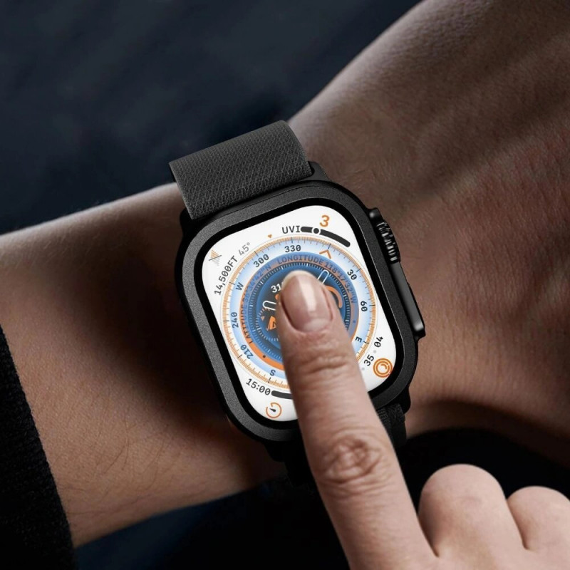 Tech-Protect Glass Ring rūdītais stikls Apple Watch Ultra 49 mm, sudraba un melns (2 gab.)