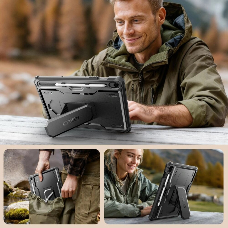 Tech-Protect Kevlar Pro planšetdatora futrālis Samsung Galaxy Tab S9 11.0 / S10 FE / S10 Lite 10.9 (X710 / X716B / X520 / X526 / X400 / X406B), melns