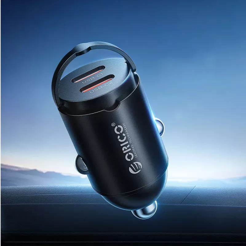 Orico MiniRing MR-30-2C 30W 2x USB-C automašīnas lādētājs, melns