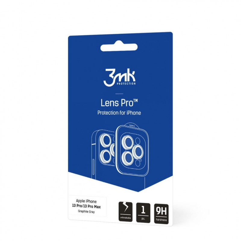 3MK Lens Protection Pro Apple iPhone 13 Pro / 13 Pro Max kameras objektīva aizsargstikls, grafīta pelēks