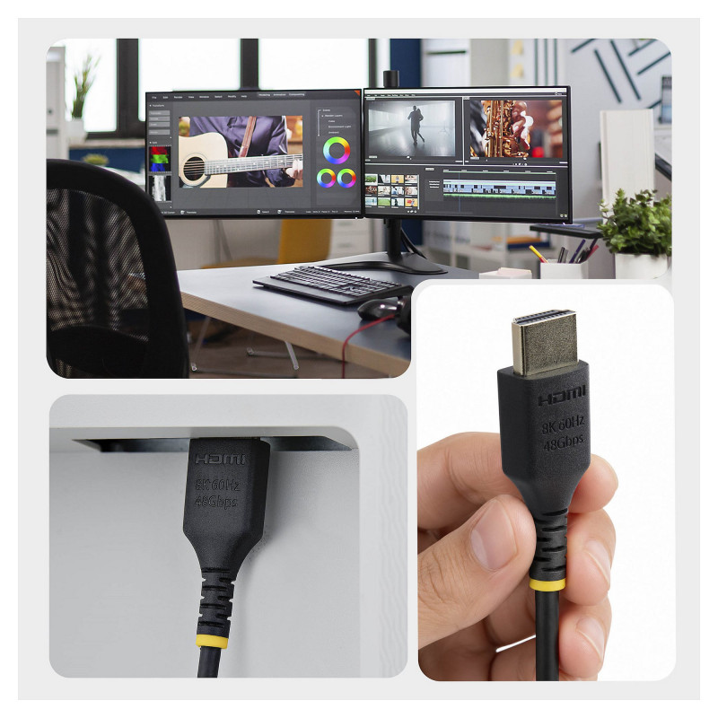 StarTech.com HDMI21-CBL-SLIM-1M Ultra High Speed HDMI 2.1 kabelis, 1 m, melns