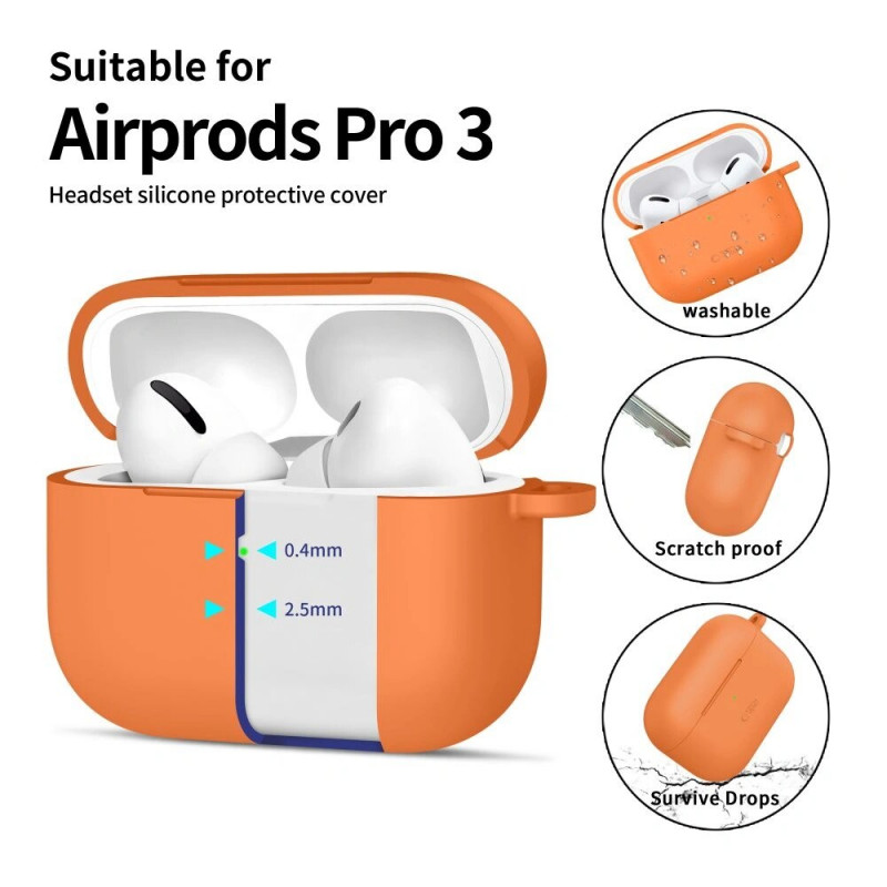 Tech-Protect Silicone Hook silikona apvalks Apple AirPods Pro 3, Cosmic Orange