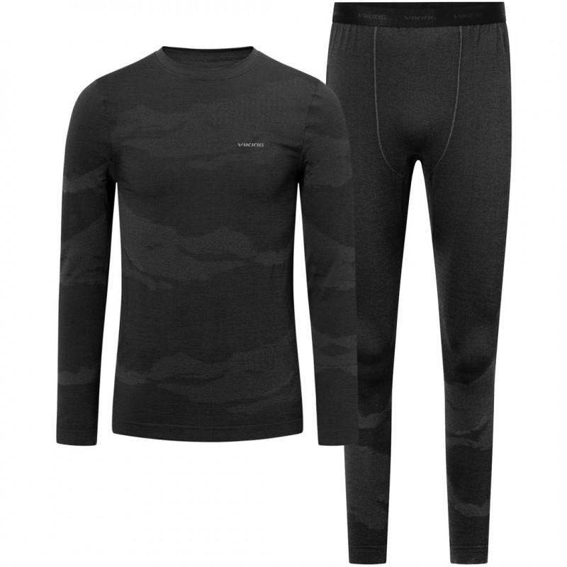 Viking Gasher Man Set Merino vīriešu apakšveļa, melna, XL