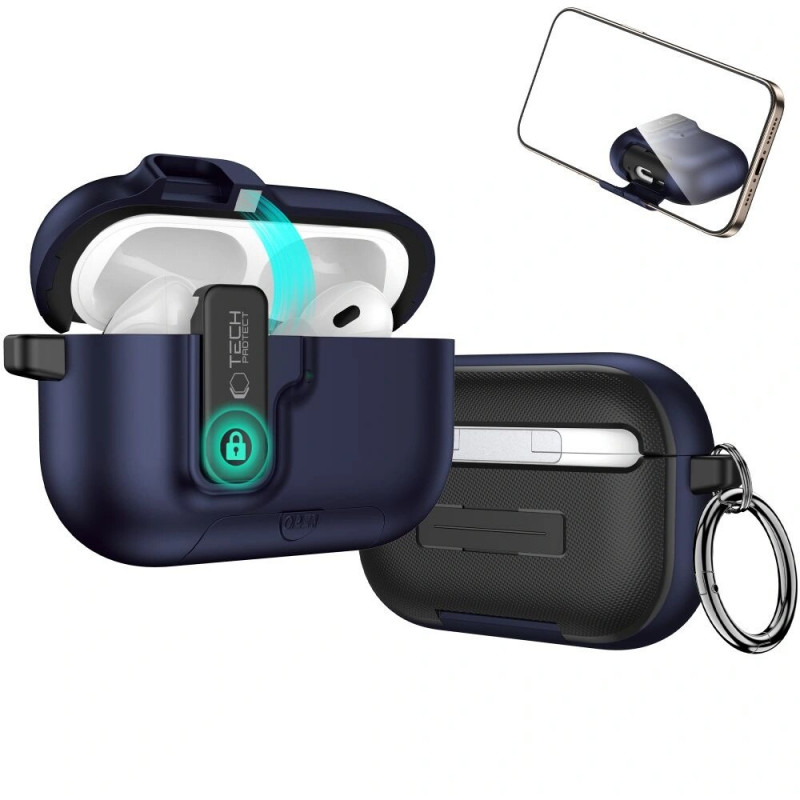 Tech-Protect Slim Hook vāciņš Apple AirPods Pro 3, Navy Blue