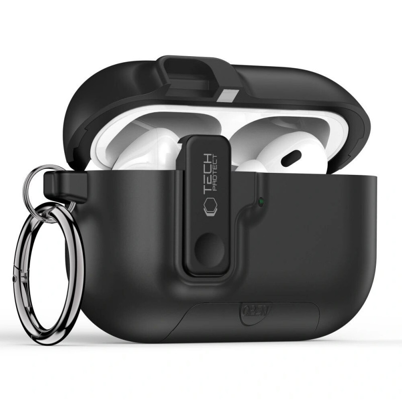 Tech-Protect Slim Hook futrālis Apple AirPods Pro 3, melns