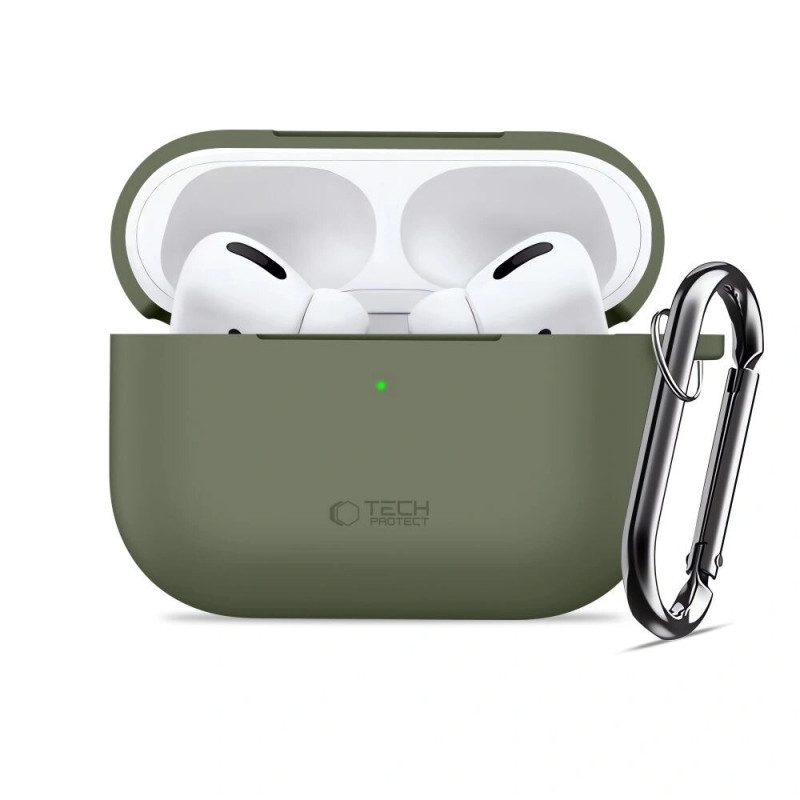 Tech-Protect Silicone Hook silikona maciņš Apple AirPods Pro 3, olīvu zaļš