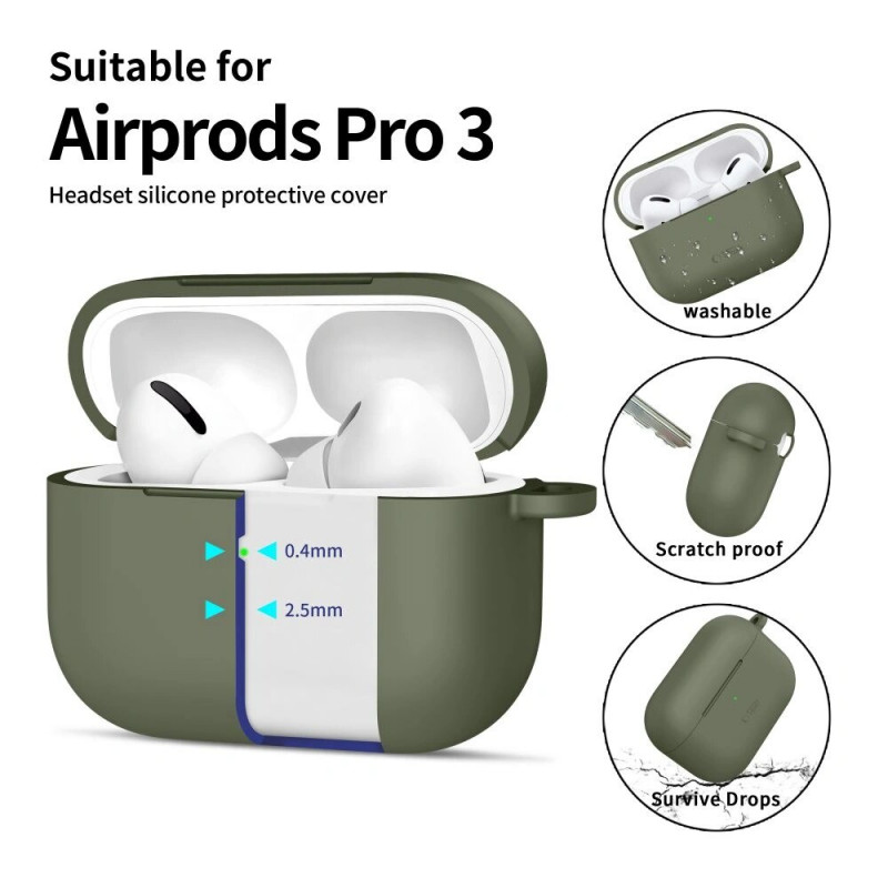 Tech-Protect Silicone Hook silikona maciņš Apple AirPods Pro 3, olīvu zaļš