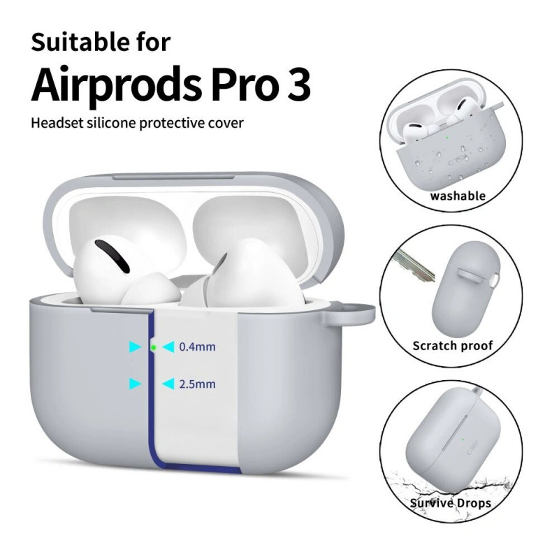 Tech-Protect Silicone Hook silikona maciņš Apple AirPods Pro 3, Crayon Grey