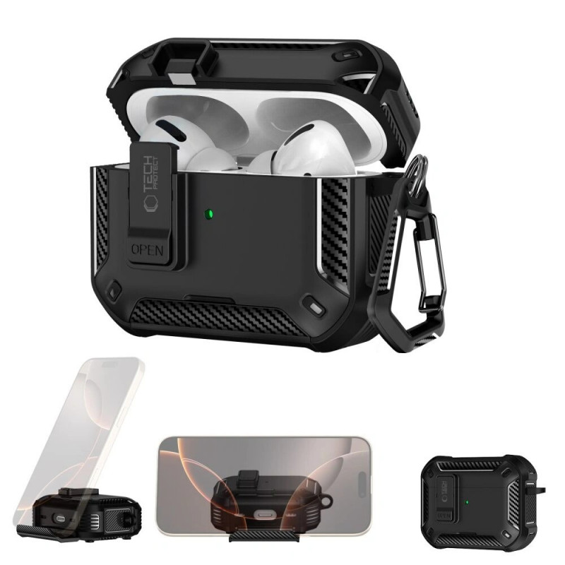 Tech-Protect Carbonox MagSafe maciņš Apple AirPods Pro 3, THP4731, melns