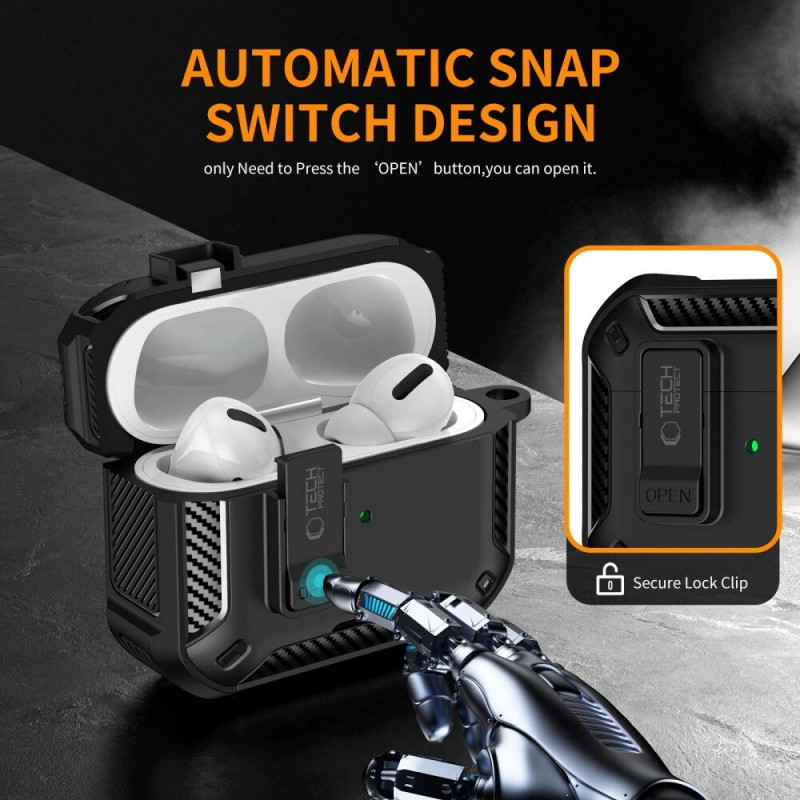 Tech-Protect Carbonox MagSafe maciņš Apple AirPods Pro 3, THP4731, melns