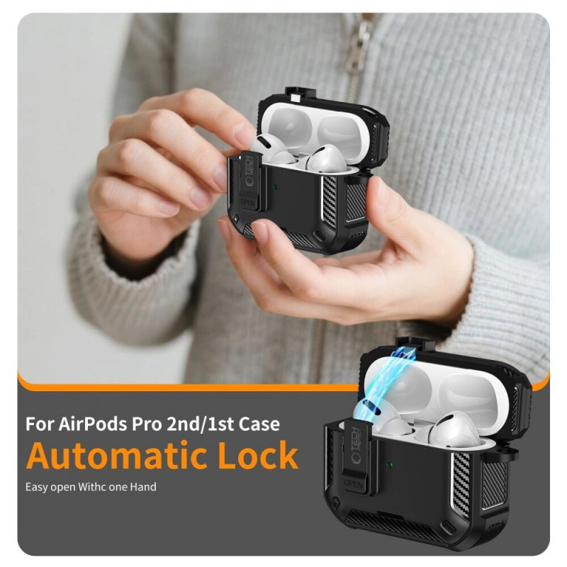 Tech-Protect Carbonox MagSafe maciņš Apple AirPods Pro 3, THP4731, melns