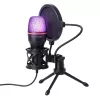 Wozinsky WM-W111 vadu studijas spēļu mikrofons uz statīva ar RGB apgaismojumu, melns