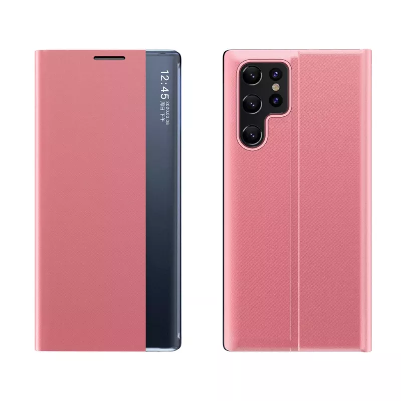 Hurtel New Sleep Case vāciņš Samsung Galaxy S25 Ultra ar pārsegu un statīvu, rozā
