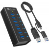 ICY BOX IB-AC618a 7 portu USB 3.2 Gen 2 centrmezgls, alumīnijs, 12 V