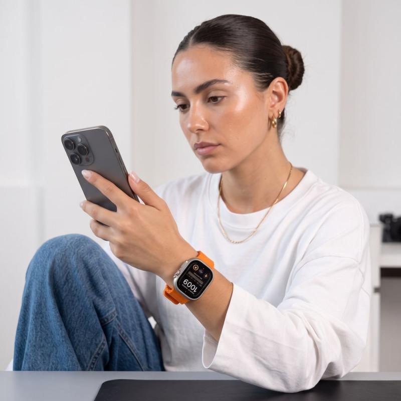 Tech-Protect Silicone Line Apple Watch 8 / 9 / 10 / 11 / 12 / SE / Ultra 44/45/46/49 mm siksniņa, oranža